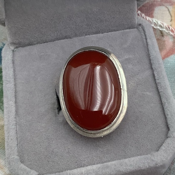 Carnelian and Sterling silver signed unisex ring. - Picture 1 of 7